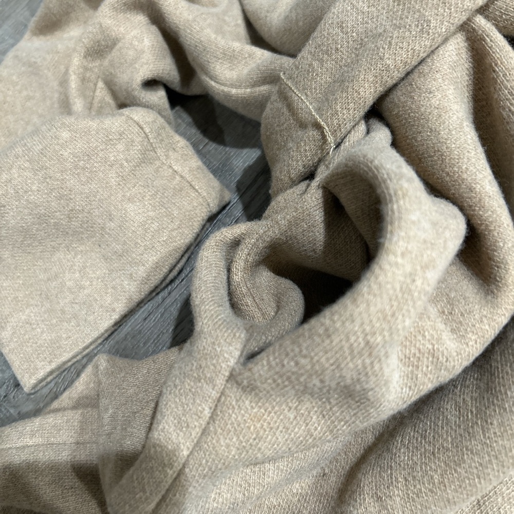 Leset Sienna wool blend belted robe coat in beige - Picture 7 of 8